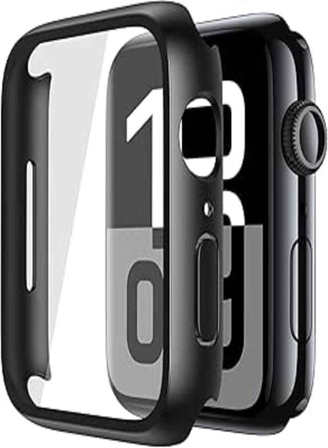Misxi Pack of 2 Hard PC Protective Cases with Tempered Screen Protector for Apple Watch Series 10 (2024) 46 mm, Ultra Thin Anti-fall Scratch-Resistant Cover Protection for iWatch Matte Black